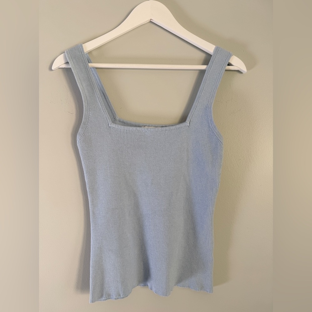 GILLI Light Blue Ribbed Knit Top